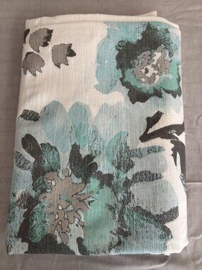 Floral Window Curtain Panel ONE Cream Teal Aqua (54"x80") Threshold Target